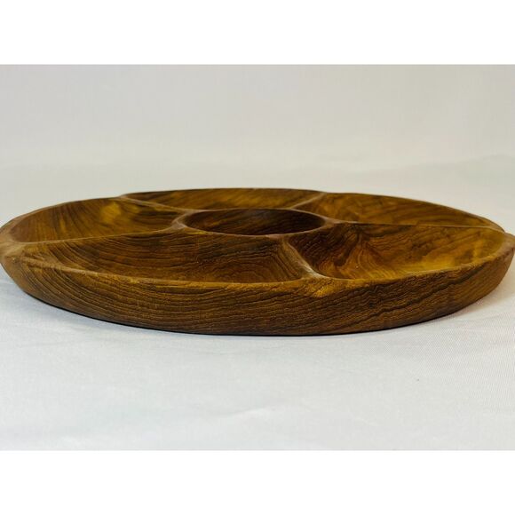 Teak Wood Offering Bowl Serving Bowl Wood Thailand Handcrafted - Picture 3 of 6
